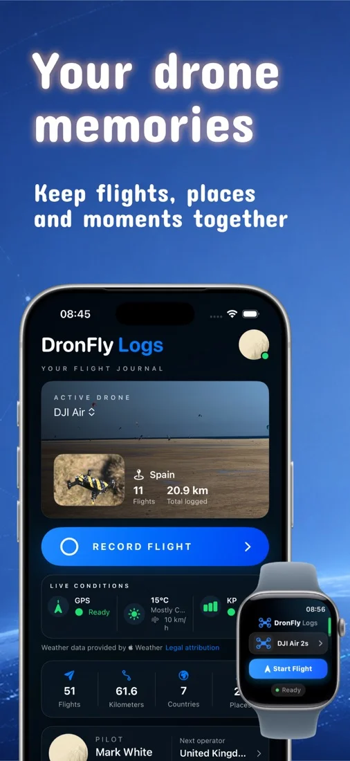 Official App Store material: DroneFly Logs